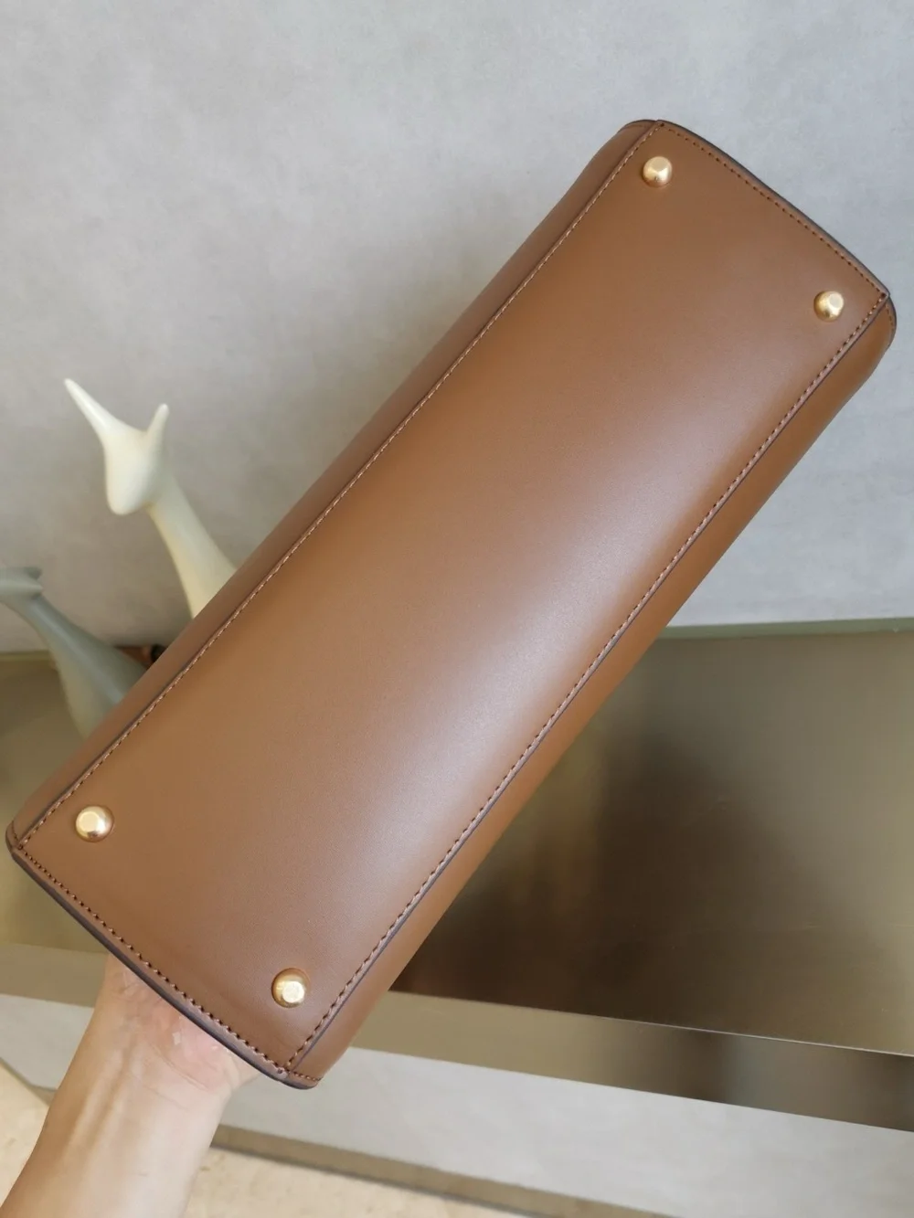 Tory Burch Tan Leather Structured Top-Handle Satchel